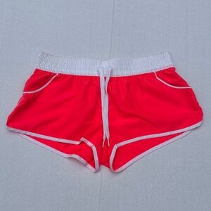 OP Women Glow Orange Retro Shorts Athletic Y2K Style 80s Skater Vibes Youth 7–9